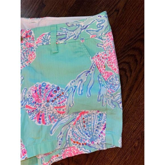Lilly Pulitzer Women's Chino Shorts Size 8 Mint Callahan Fansea Print Summer - Picture 4 of 6